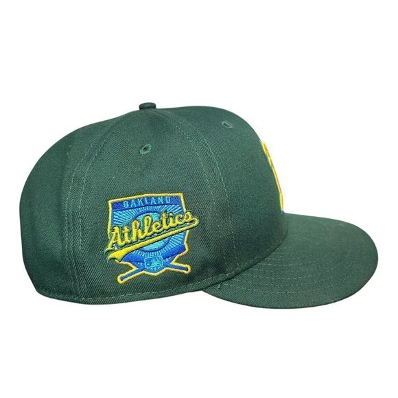 New Era Men’s 8 Oakland Athletics Fitted Hat Green Baseball Cap NEW - Picture 6 of 8